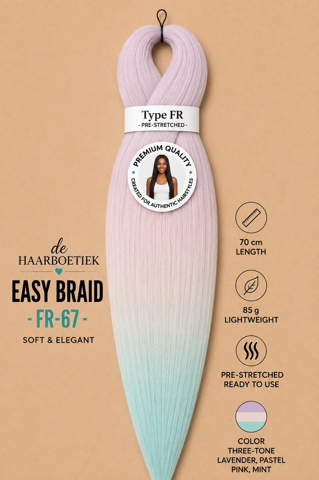 Easy braid invlechthaar pastel lila-blauw ombre