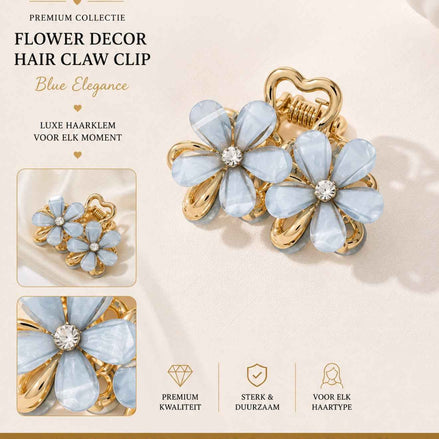 Summer bloem klem goud licht blauw haaraccessoire voor zomerlooks - De HaarBoetiek