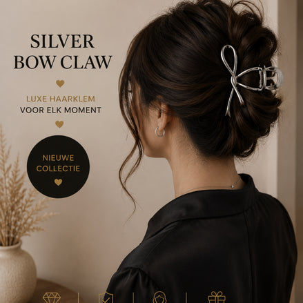 Strik haarklem zilver elegante haaraccessoire voor feestlooks - De HaarBoetiek
