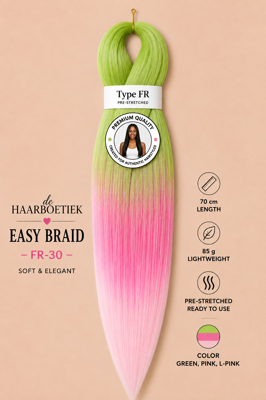 Easy braid ombre roze groen