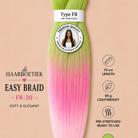 Easy braid invlechthaar roze-groen ombre