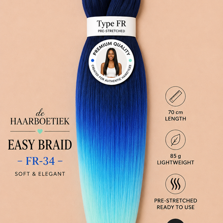Easy braid invlechthaar blauw-licht blauw ombre