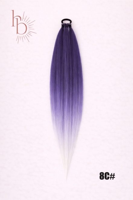 Sleek ponytail paars - wit | 65 CM | De haarboetiek