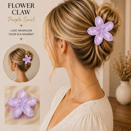 Summer bloem klem lila marble haaraccessoire voor zomerlooks en strand - De HaarBoetiek