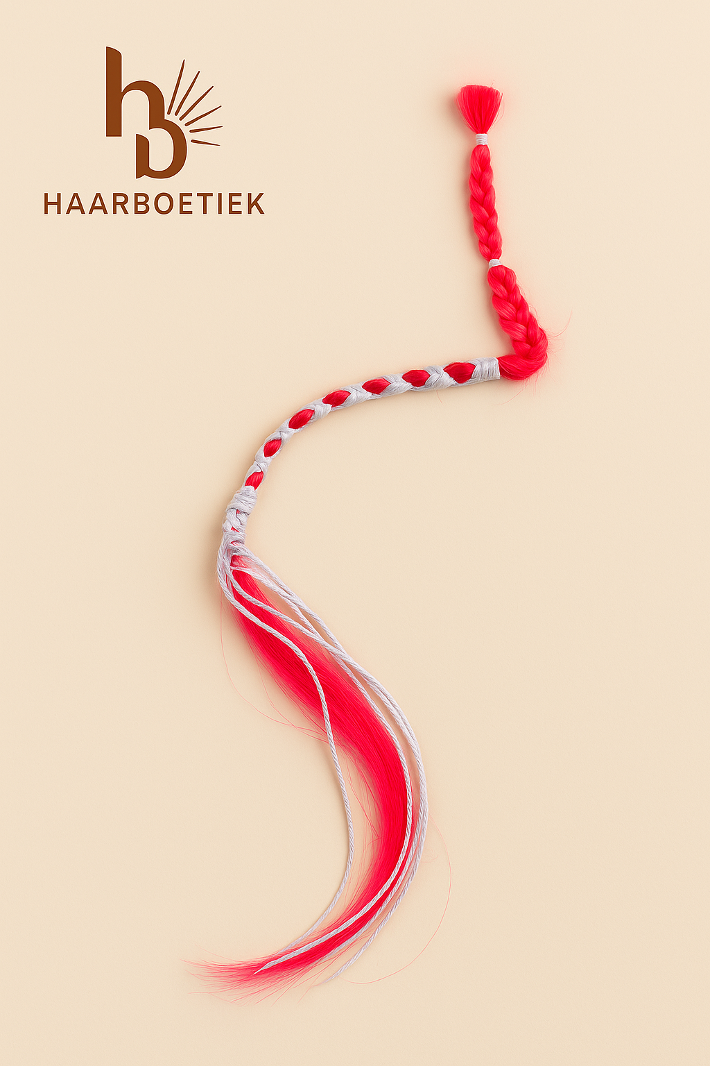 Clip in braid roze - wit | De haarboetiek.nl