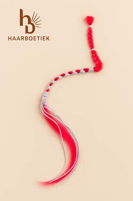 Clip in braid roze - wit | De haarboetiek.nl