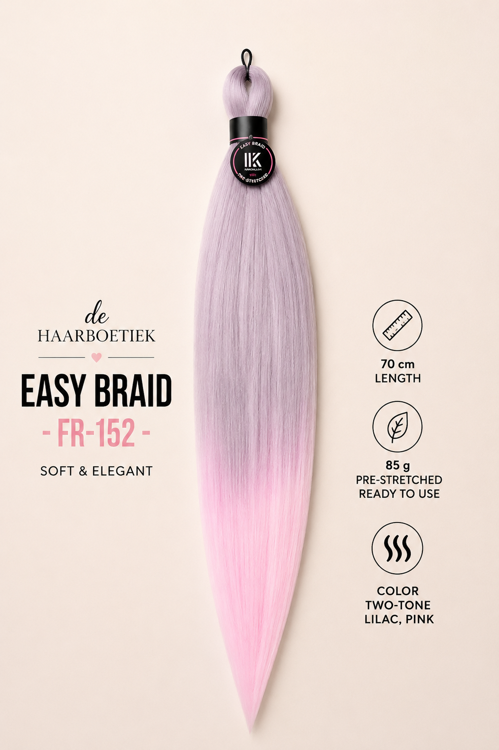 Easy braid invlechthaar lila-roze ombre