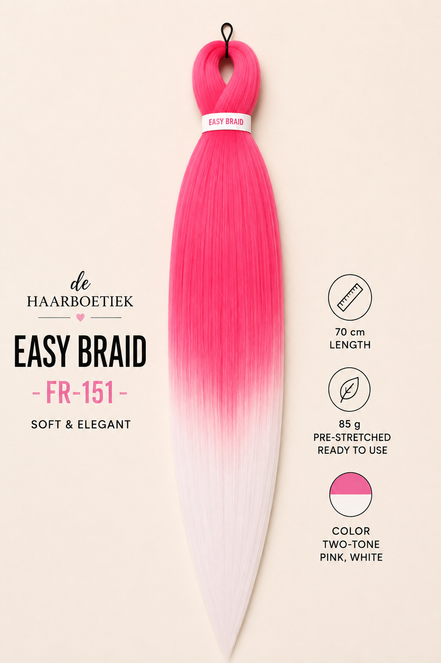 Easy braid invlechthaar neon roze en wit