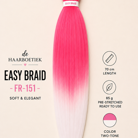 Easy braid invlechthaar neon roze en wit