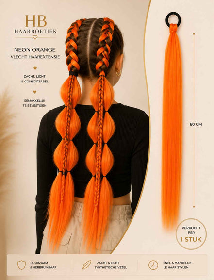Oranje braids haar op elastiek