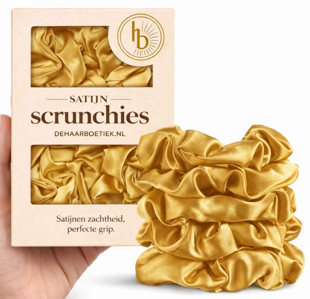 Srunchie shine goud - satijn - de haarboetiek