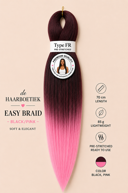 Easy braid ombre rood - roze