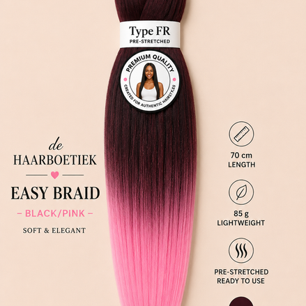 Easy braid invlechthaar rood-roze ombre