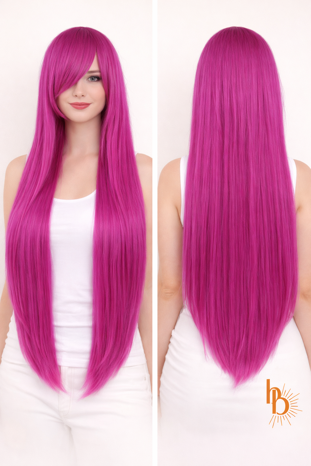Premium dames pruik roze 80cm voor carnaval en feestlooks - De HaarBoetiek