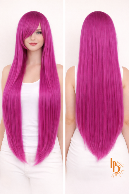 Premium dames pruik roze 80 cm | De haarboetiek