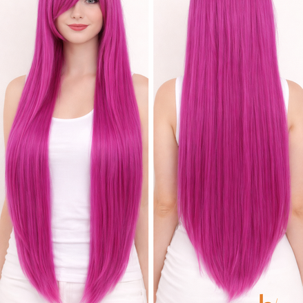 Premium dames pruik roze 80cm voor carnaval en feestlooks - De HaarBoetiek
