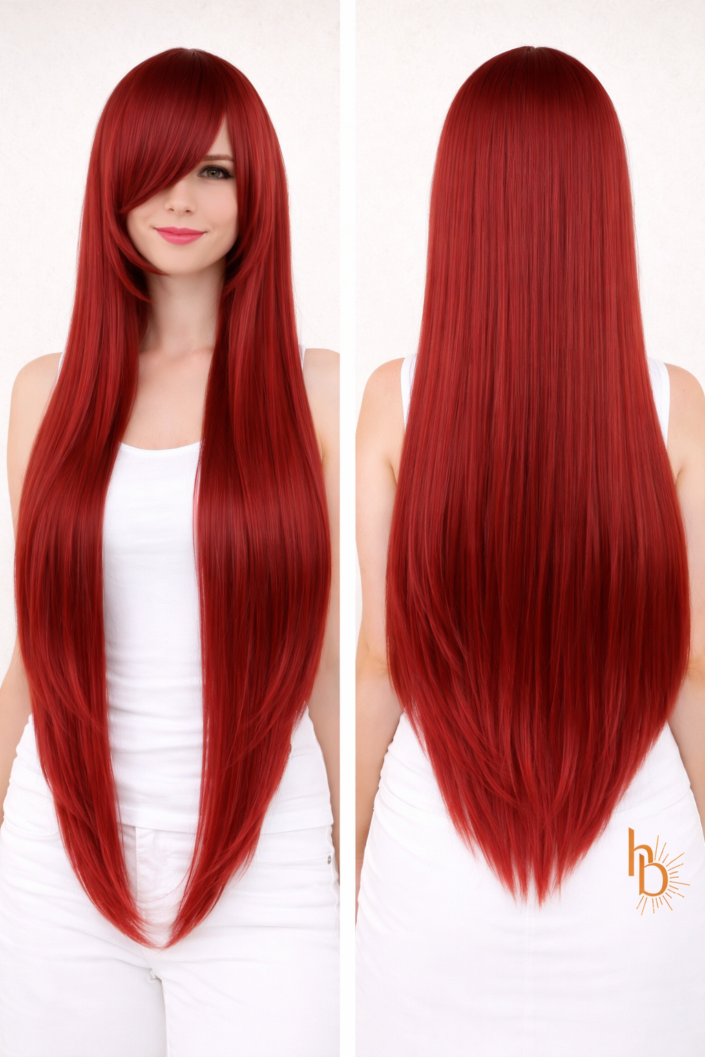 Premium dames pruik rood stijl | De haarboetiek 80 CM