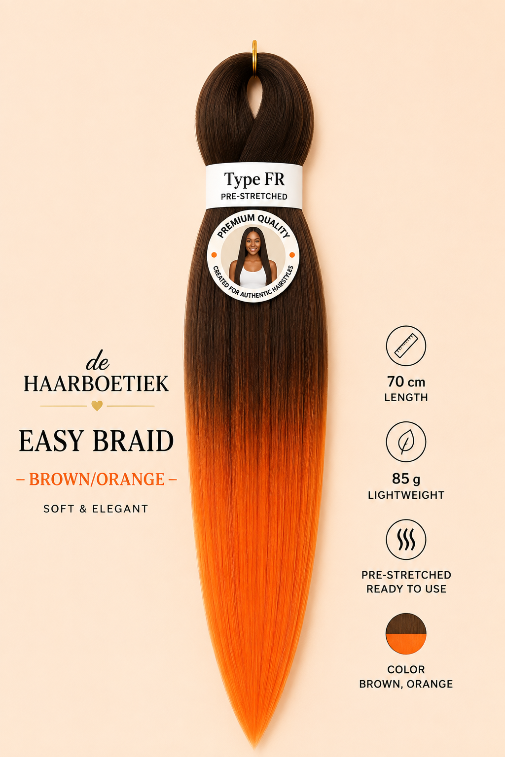 Easy braid bruin - oranje