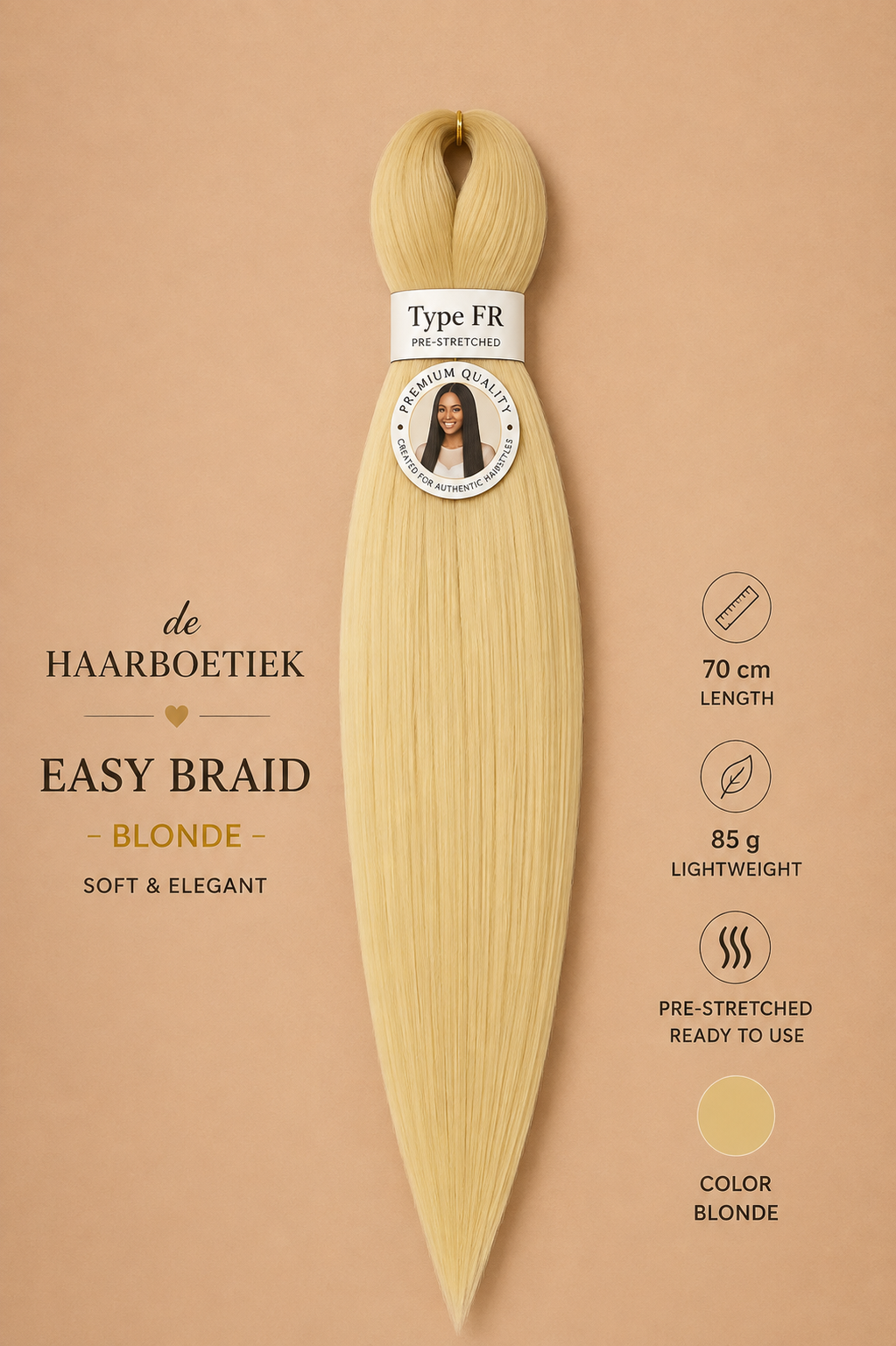 Easy Braid kanekalon vlechthaar blond 70 cm - De HaarBoetiek