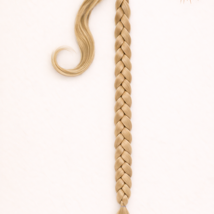 Premium vlechtstaart blond 70cm braid ponytail op elastiek - De HaarBoetiek