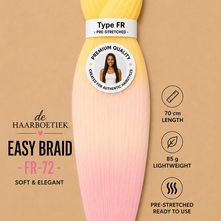Easy braid invlechthaar licht geel-roze ombre