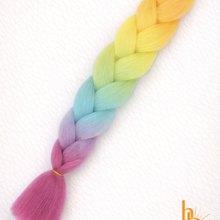 Premium invlecht haar regenboog oranje-geel - De HaarBoetiek