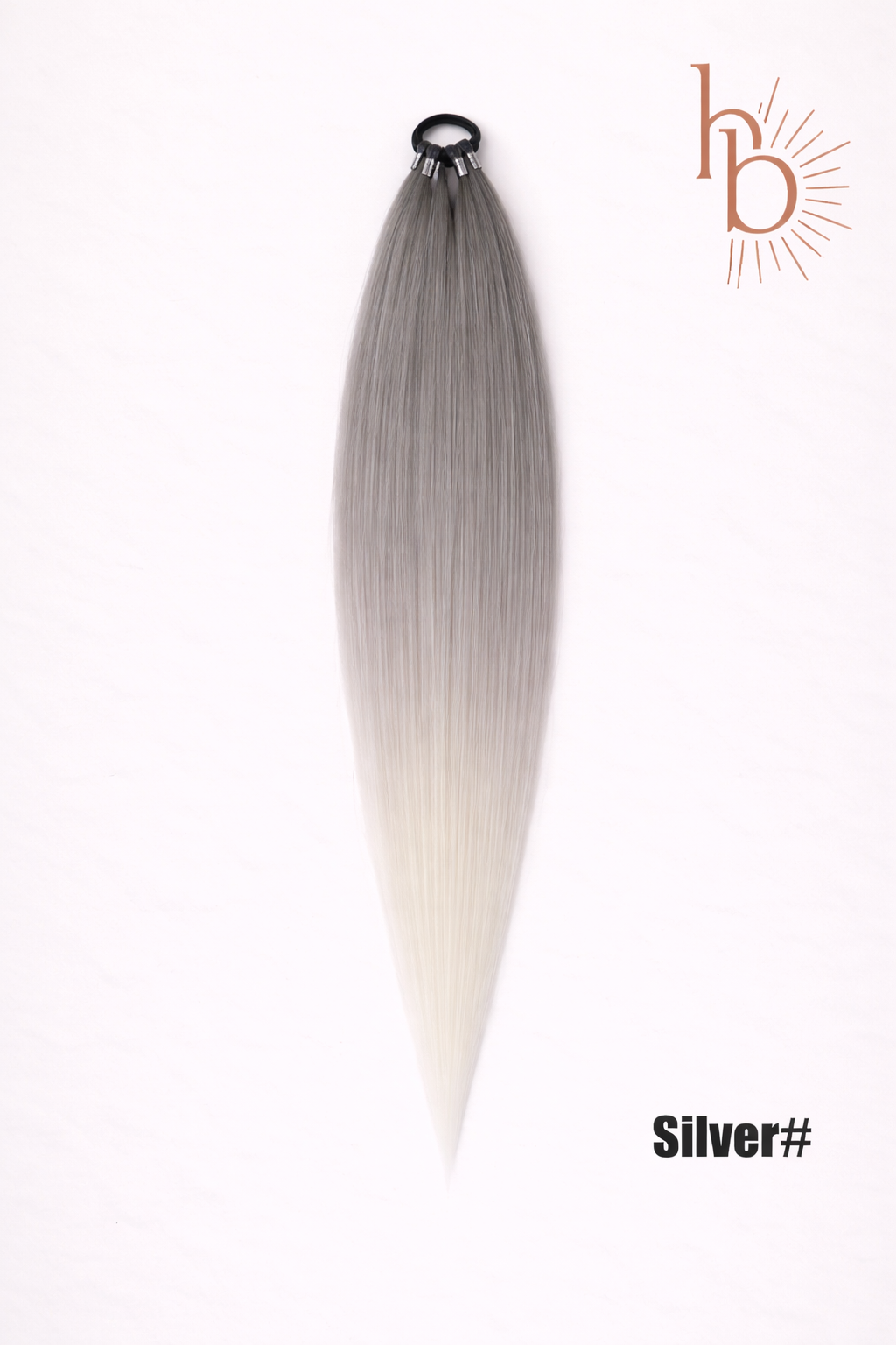 Sleek ponytail grijs wit 65cm strakke paardenstaart - De HaarBoetiek