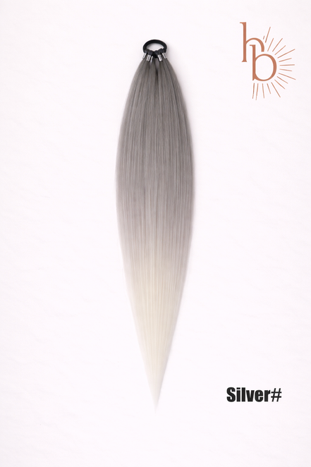 Sleek ponytail grijs - wit | 65 CM | De haarboetiek