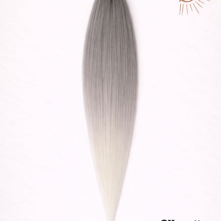 Sleek ponytail grijs wit 65cm strakke paardenstaart - De HaarBoetiek