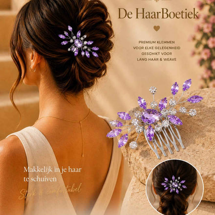 Summer strass sparkle schuifspeld lila glitter haaraccessoire - De HaarBoetiek