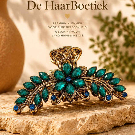 Summer strass haar clip groen blauw glitter haaraccessoire voor braids - De HaarBoetiek
