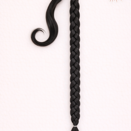 Premium vlechtstaart zwart 70cm braid ponytail op elastiek - De HaarBoetiek