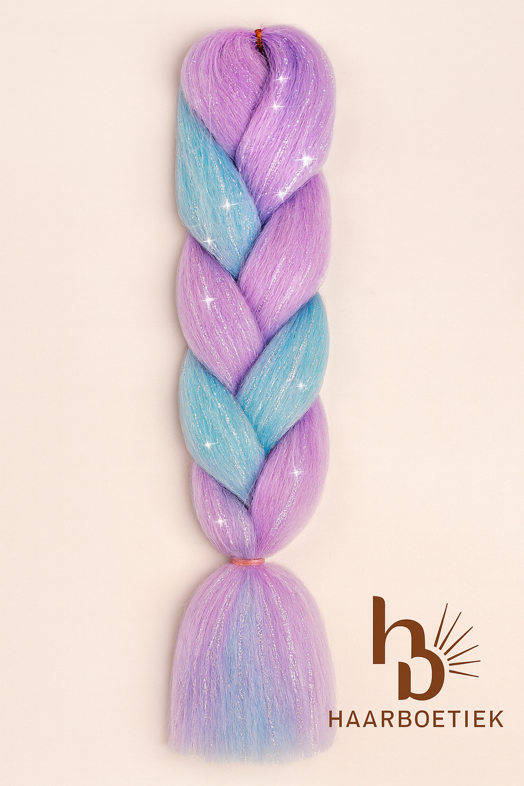 Invlecht haar glitter pastel blauw-roze - De HaarBoetiek