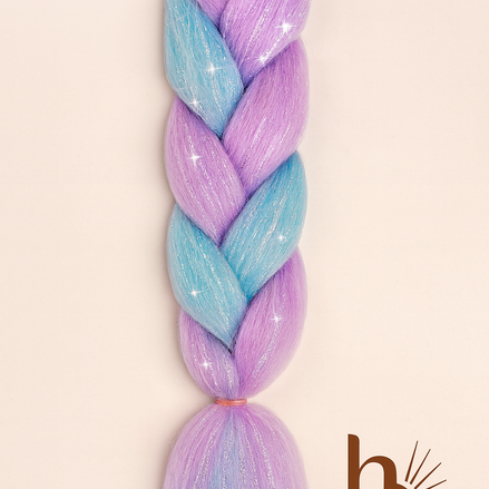Invlecht haar glitter pastel blauw-roze - De HaarBoetiek