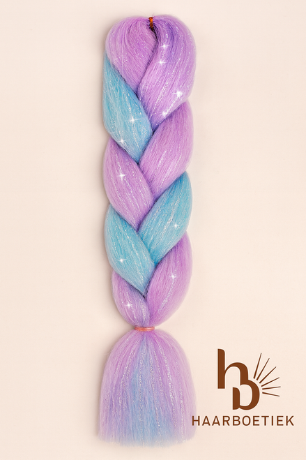 Invlecht haar glitter pastel blauw - roze | De haarboetiek