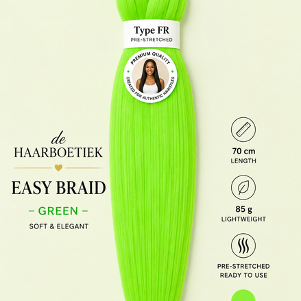 Easy braid invlechthaar neon groen