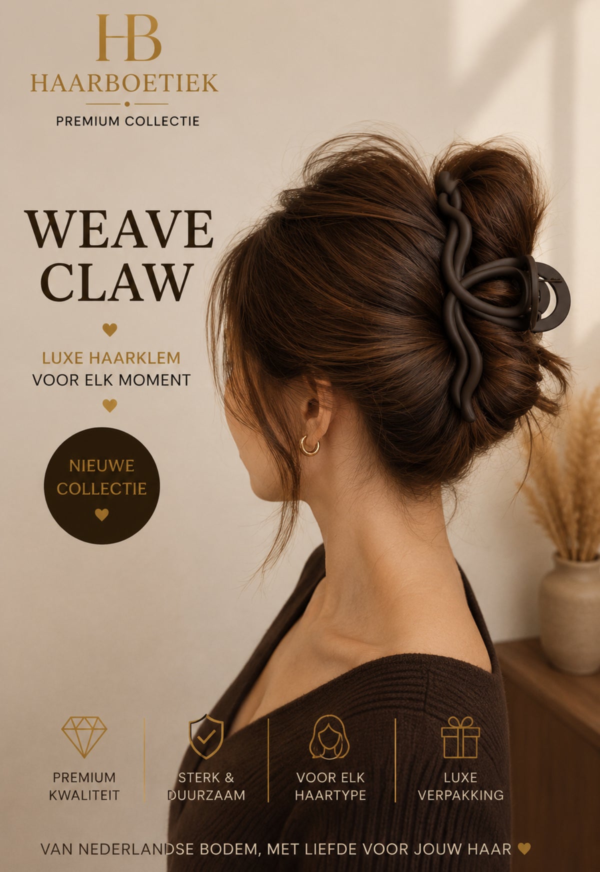 Weave swirl haarklem zwart haaraccessoire - De HaarBoetiek