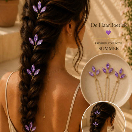 Summer stras lila schuifspelden glitter haaraccessoire voor haar - De HaarBoetiek