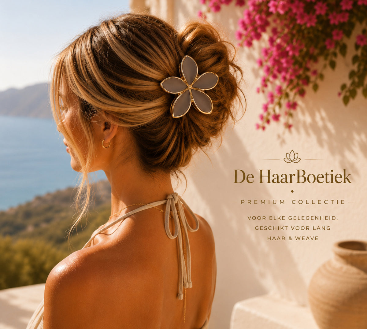 Summer flower haarclip set donker taupe goud haaraccessoire – foto 1 - De HaarBoetiek