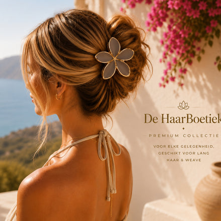 Summer flower haar clip set donker taupe goud haaraccessoire voor haar - De HaarBoetiek