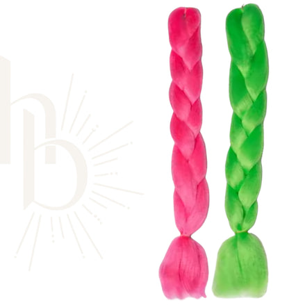 Festival Bundel Deal Roze Groen Invlecht Haar 60cm – Set van 2