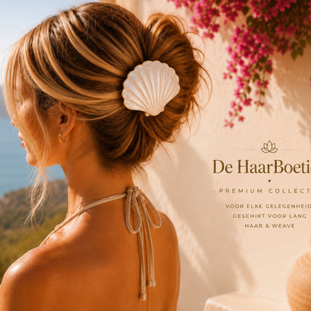 Summer schelp haar clip set wit