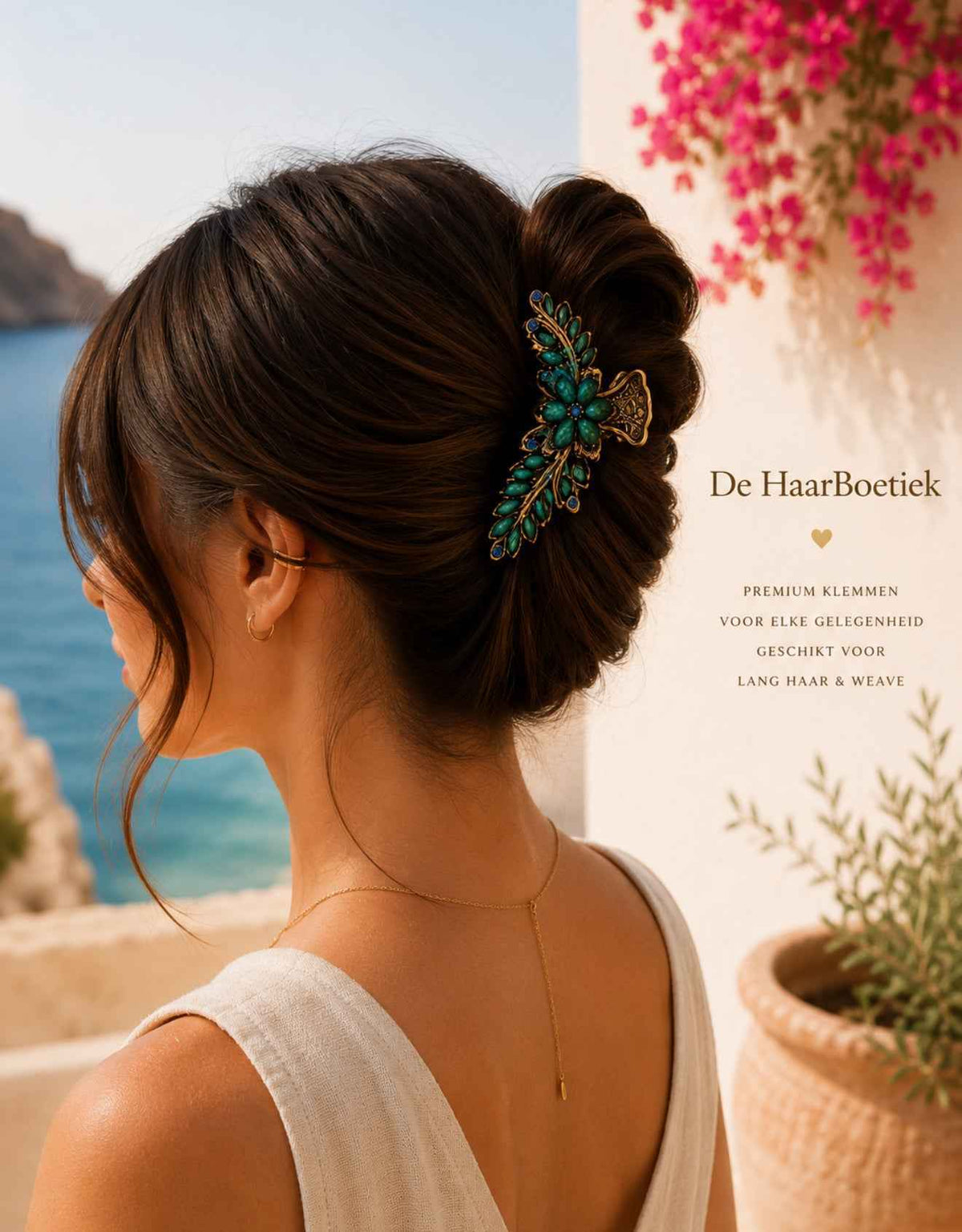 Summer strass haarclip groen blauw haaraccessoire – foto 2 - De HaarBoetiek