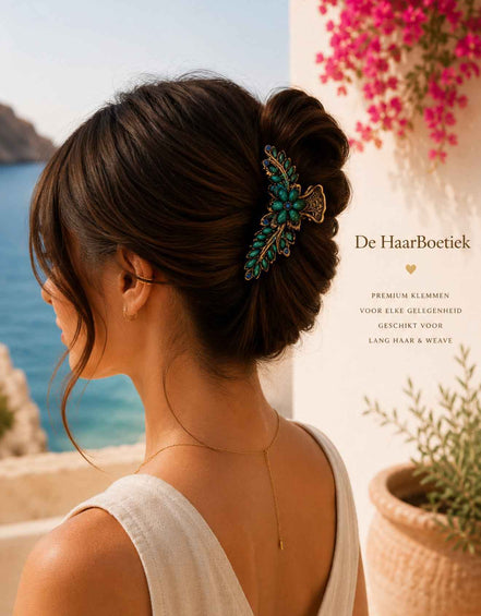 Summer strass haar clip groen - blauw