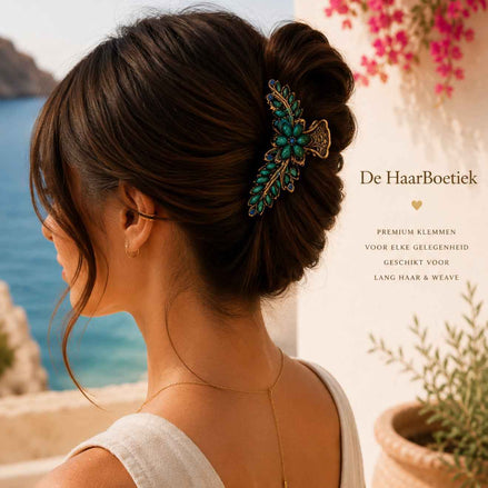 Summer strass haar clip groen - blauw