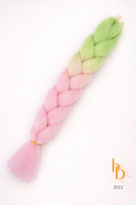 premium invlecht haar licht roze - groen | de haarboetiek