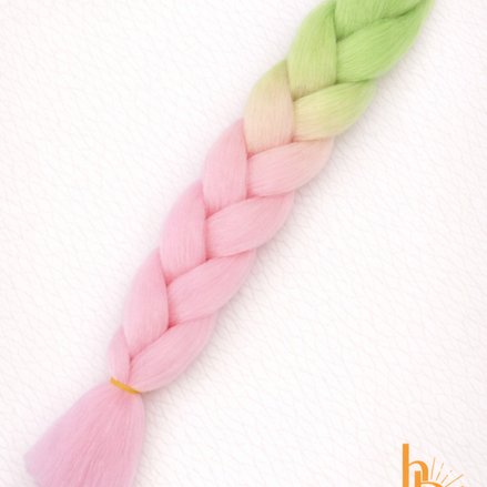 Premium invlecht haar licht roze-groen - De HaarBoetiek