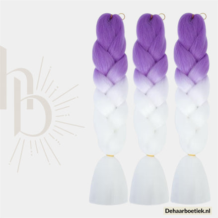 Bundel Deal Paars Wit Invlecht Haar 60cm – 3 Stuks