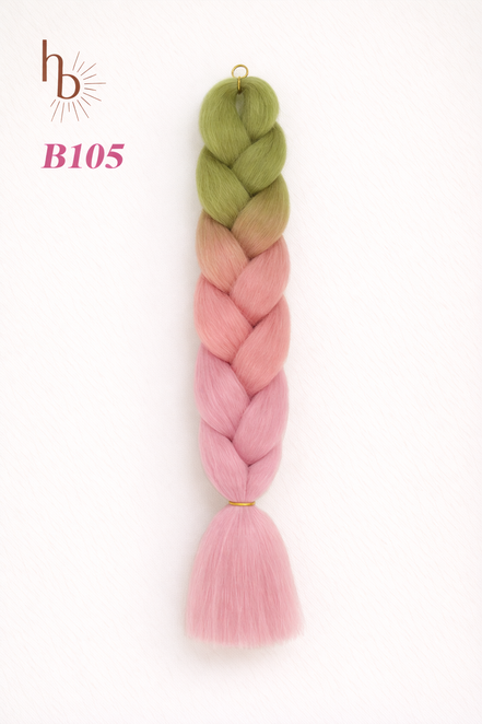 Premium invlecht haar olijf groen - licht roze | de haarboetiek