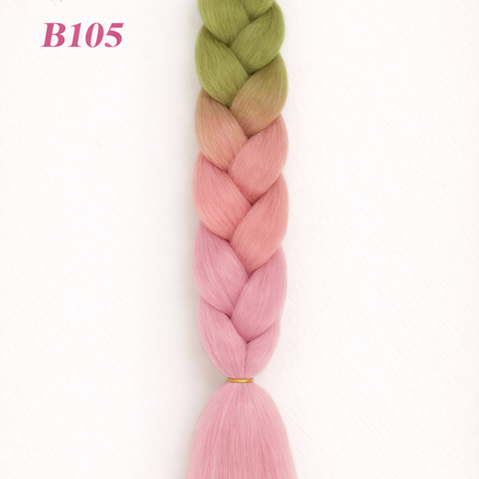 Premium invlecht haar olijf groen-licht roze - De HaarBoetiek